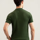 Dark Green Cable Knit Polo - Men
