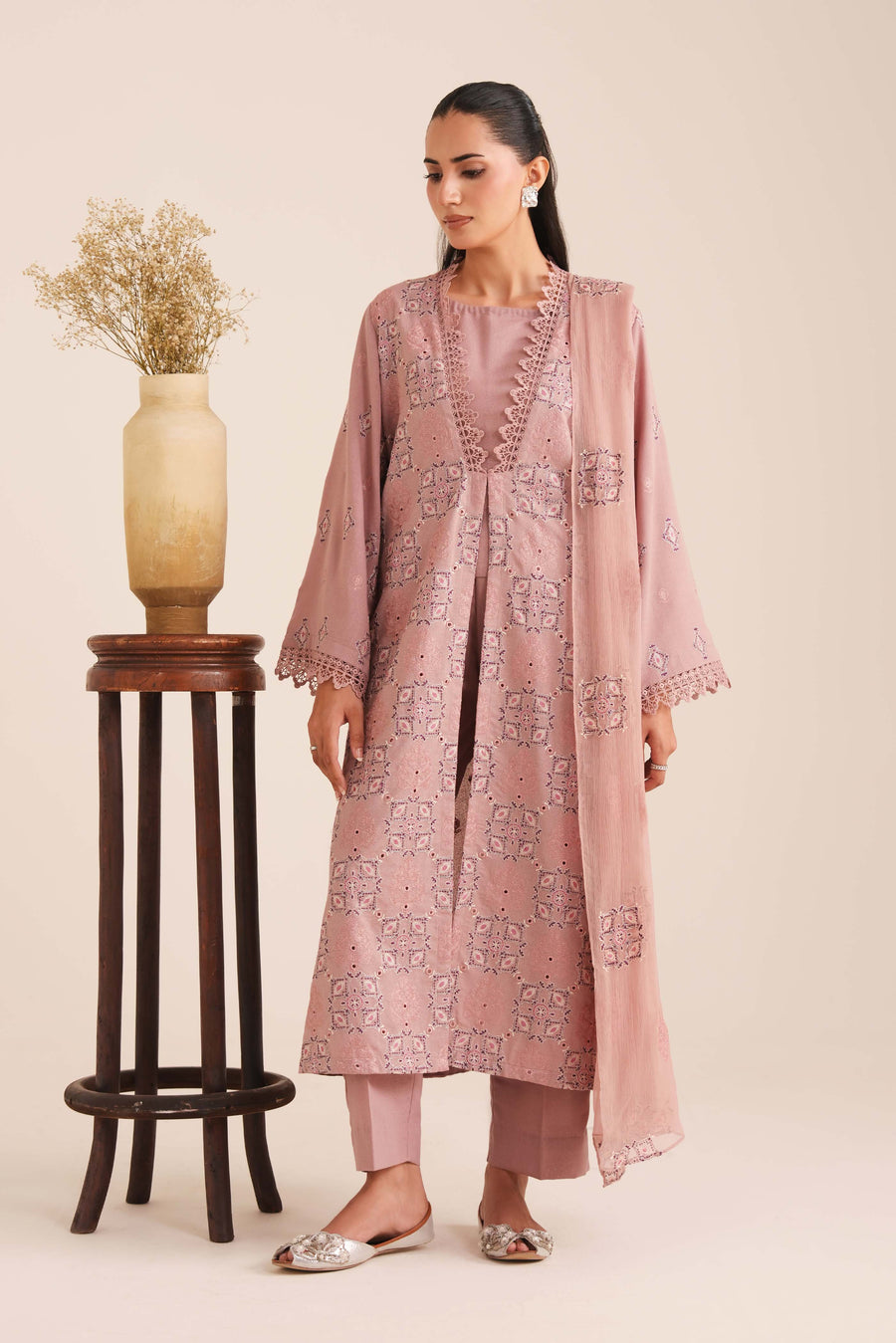 3 Piece - Embroidered Karandi Suit (Unstitched)