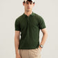 Dark Green Cable Knit Polo - Men