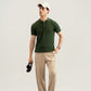 Dark Green Cable Knit Polo - Men