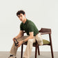 Dark Green Cable Knit Polo - Men