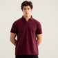 Maroon Interlock Johnny Collar Polo - Smart Fit  - Men