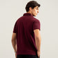 Maroon Interlock Johnny Collar Polo - Smart Fit  - Men