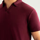 Maroon Interlock Johnny Collar Polo - Smart Fit  - Men