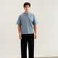Sky Blue Interlock Oversized Henley Tee - Men