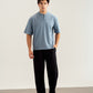 Sky Blue Interlock Oversized Henley Tee - Men