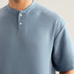 Sky Blue Interlock Oversized Henley Tee - Men