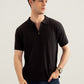 Black Drop Needle Zipper Knitted Polo - Men
