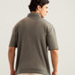 Olive Waffle Zipper Polo - Boxy Fit - Men