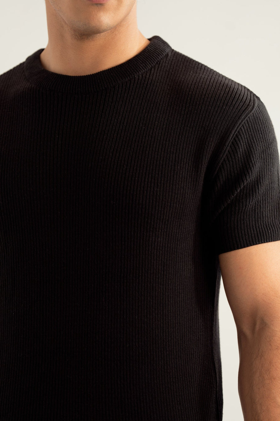 Black Knitted Tee - Men