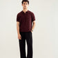 Deep Burgundy Crocheted Diamond Knitted Polo - Men