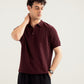 Deep Burgundy Crocheted Diamond Knitted Polo - Men