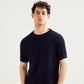 Navy Blue Knitted Tee - Men