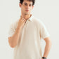 Off White Mesh Thermal Knit Polo - Smart Fit - Men
