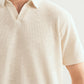 Off White Mesh Thermal Knit Polo - Smart Fit - Men