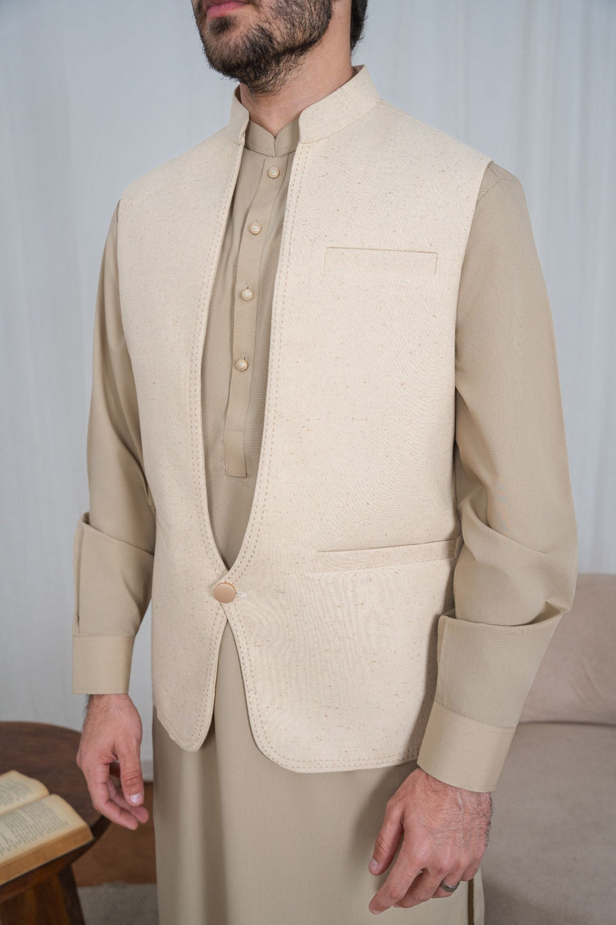 Waistcoat-C.KRD-GOLD CREAM-S-IST-3051