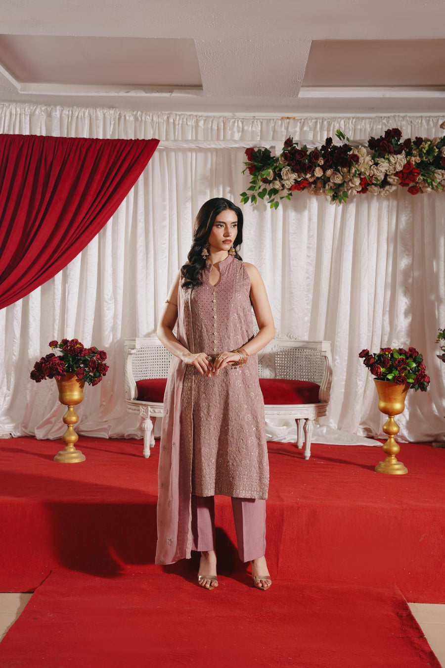 3 Piece - Self Crinkle Suit (Unstitched)