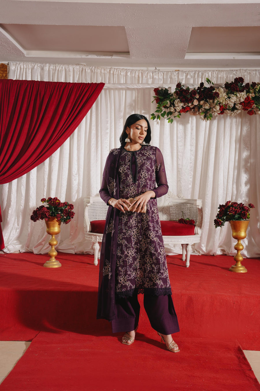 3 Piece - Self Crinkle Suit (Unstitched)