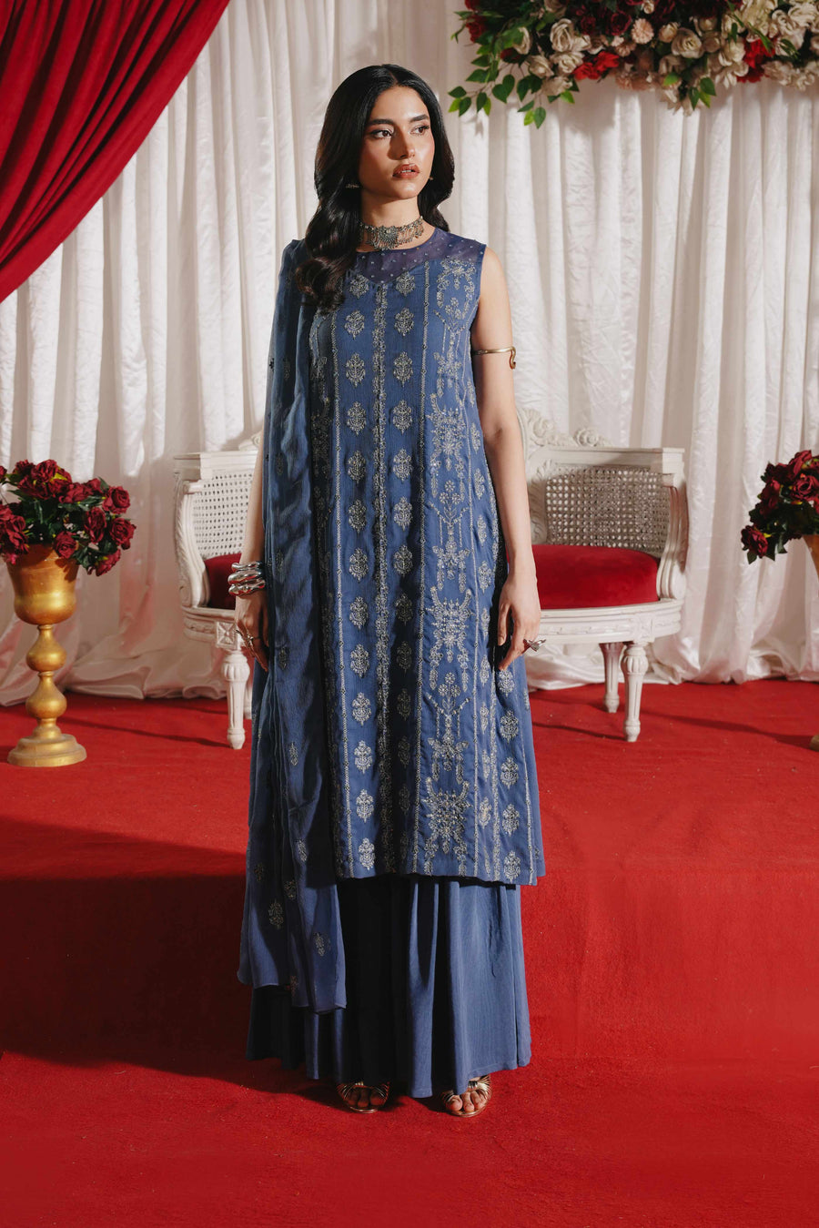 3 Piece - Self Crinkle Suit (Unstitched)