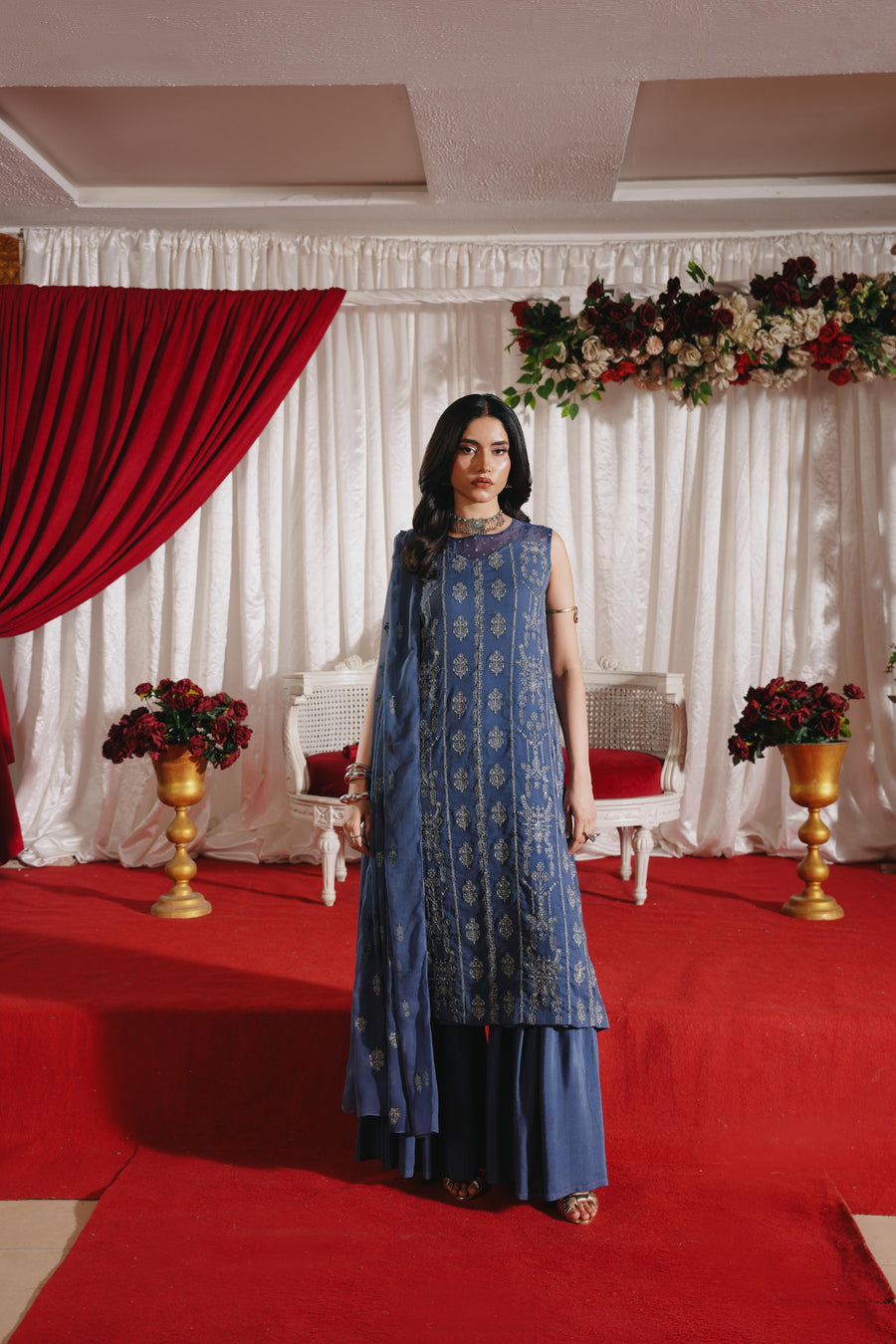 3 Piece - Self Crinkle Suit (Unstitched)