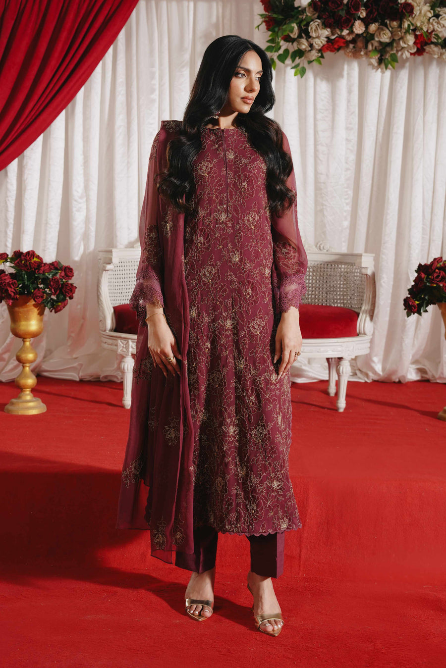 3 Piece - Self Crinkle Suit (Unstitched)