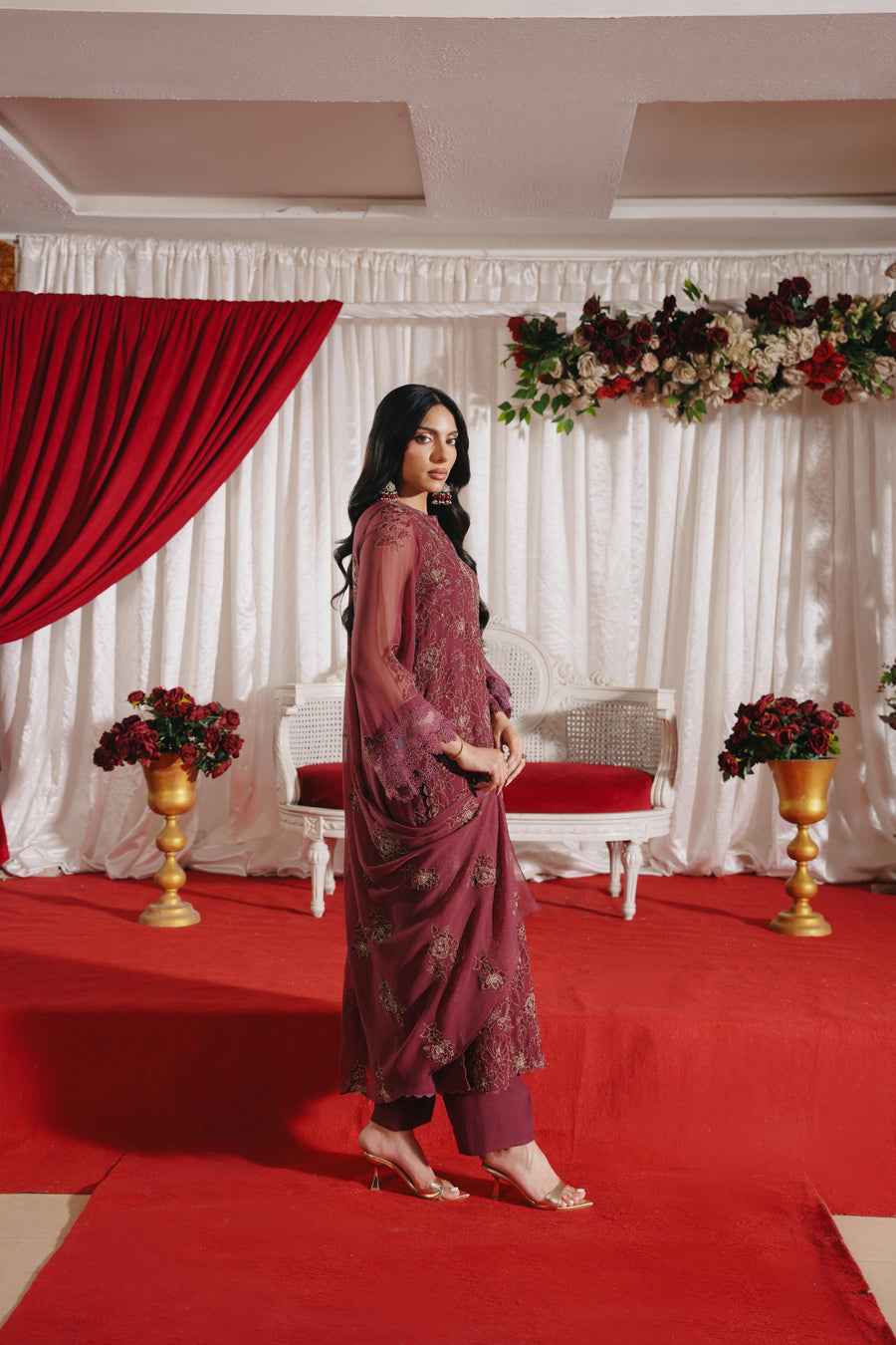 3 Piece - Self Crinkle Suit (Unstitched)
