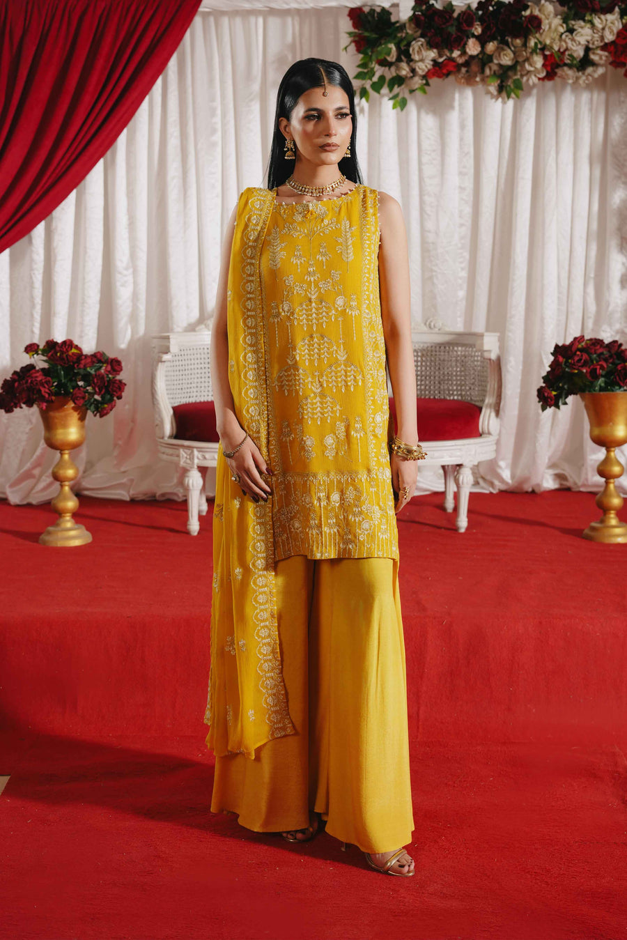 3 Piece - Self Crinkle Suit (Unstitched)