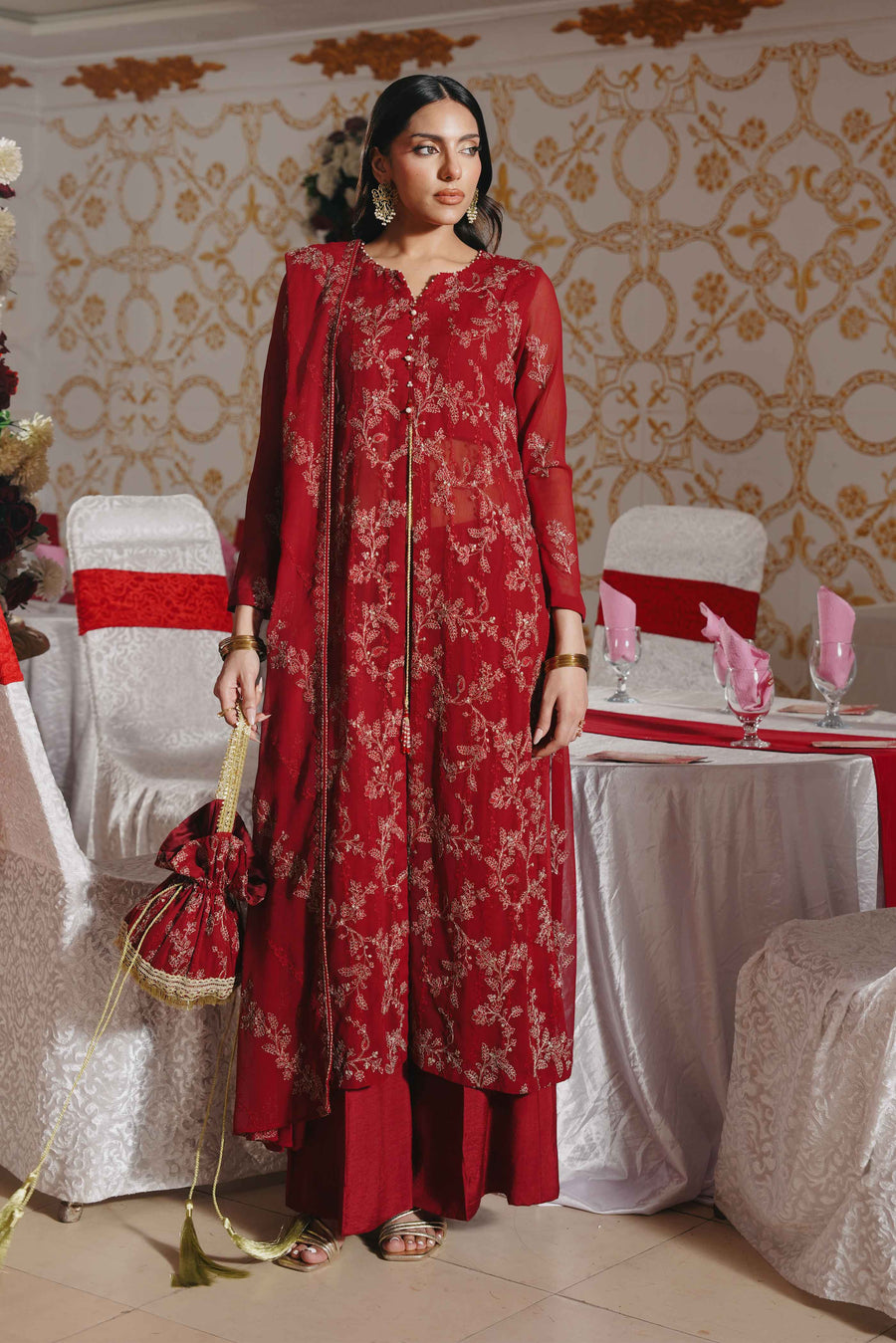 3 Piece - Self Crinkle Suit (Unstitched)