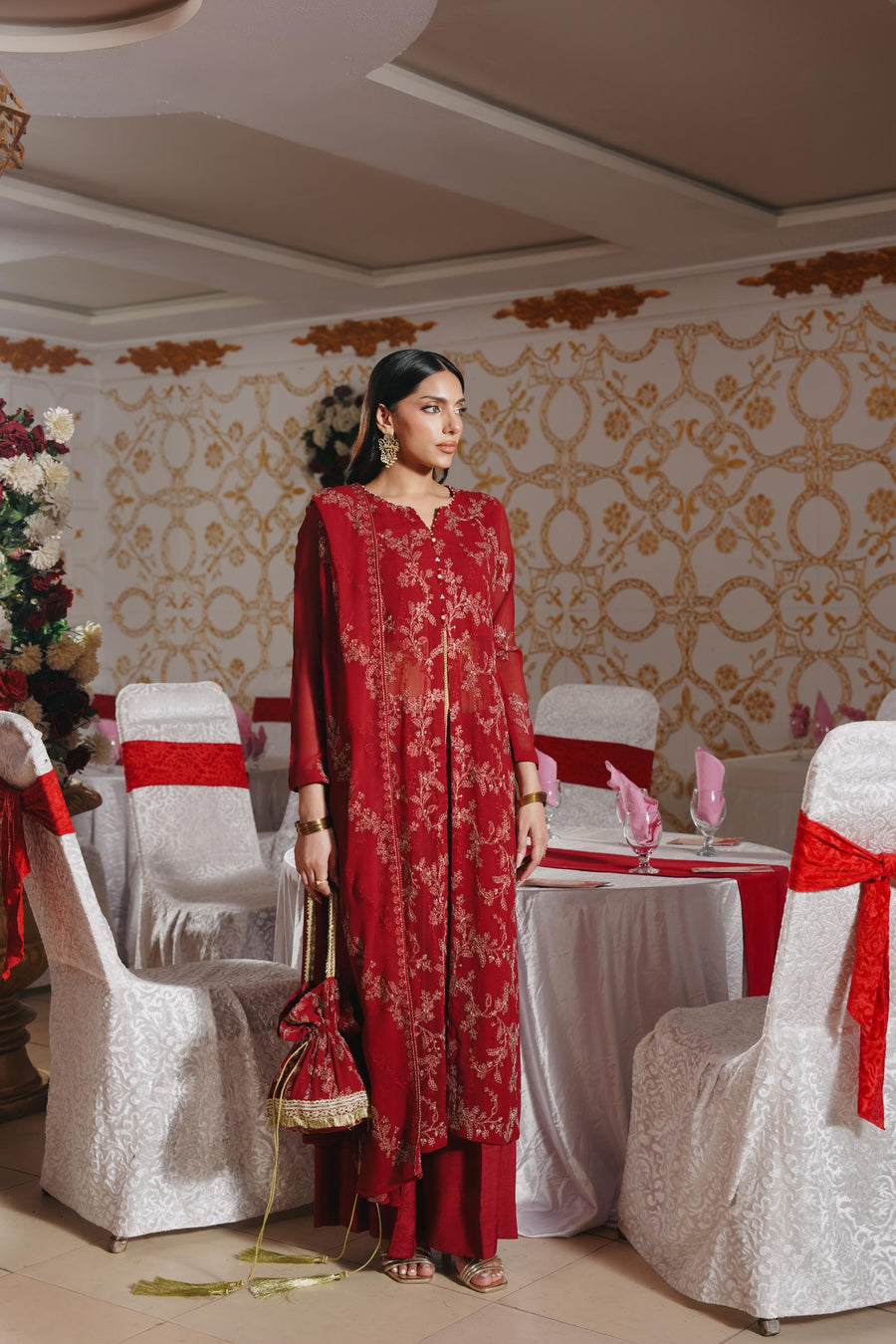 3 Piece - Self Crinkle Suit (Unstitched)