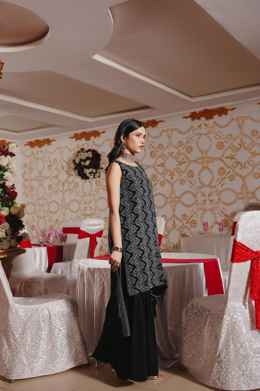 3 Piece - Self Crinkle Suit (Unstitched)