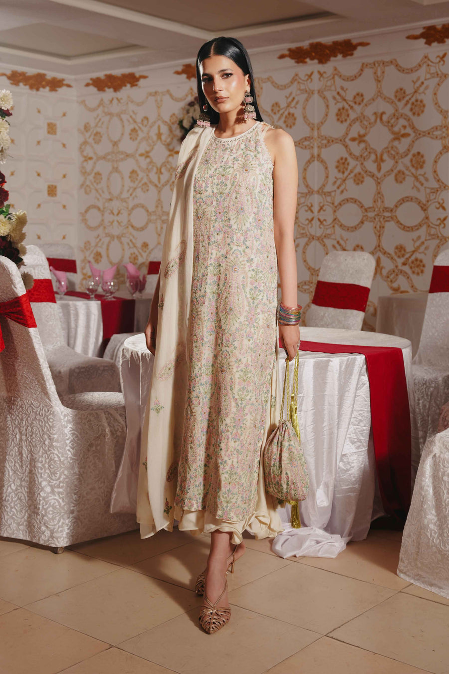 3 Piece - Self Crinkle Suit (Unstitched)