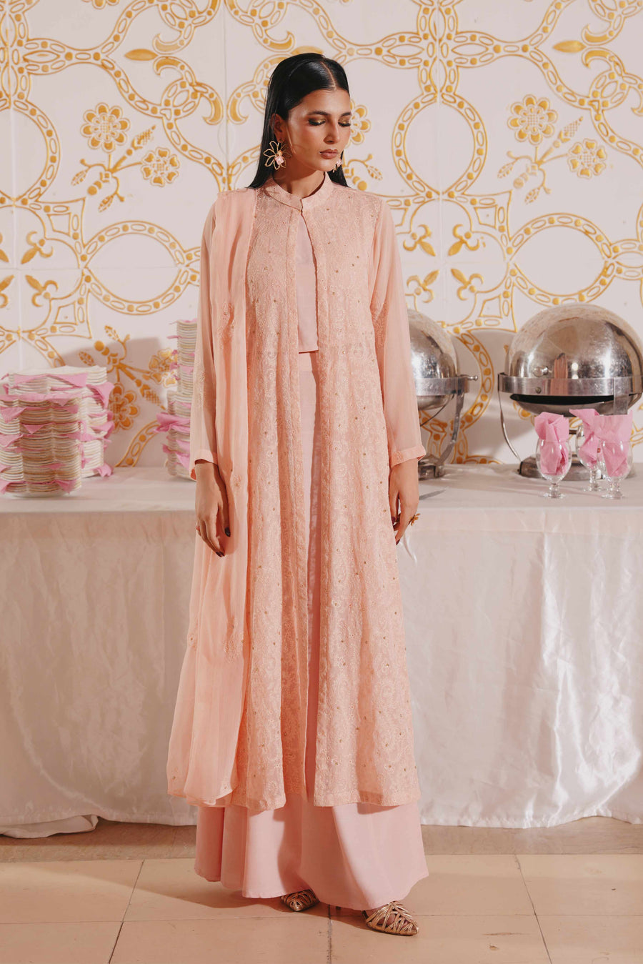 3 Piece - Self Crinkle Suit (Unstitched)