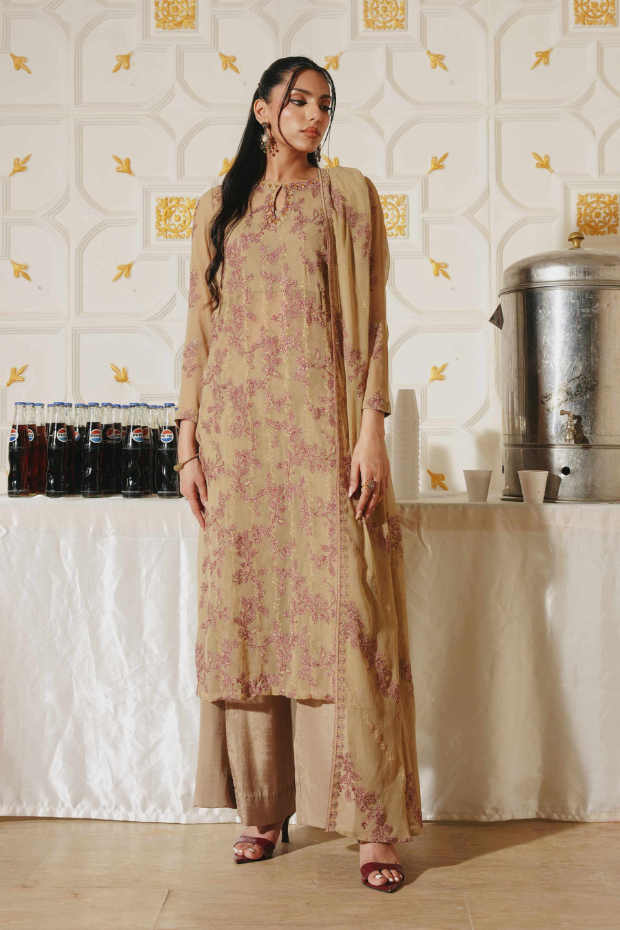 3 Piece - Self Crinkle Suit (Unstitched)