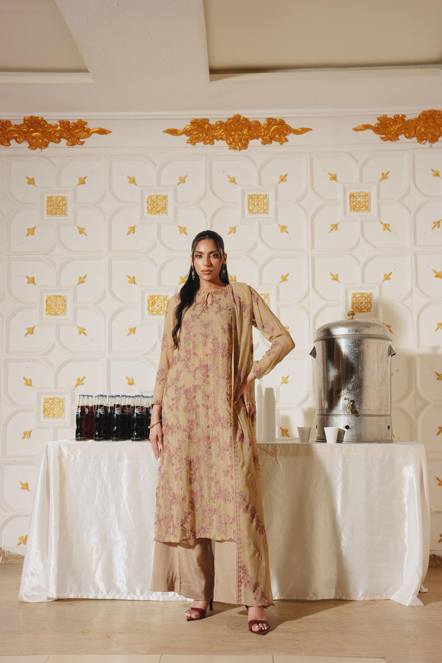 3 Piece - Self Crinkle Suit (Unstitched)