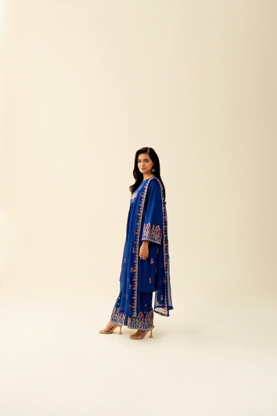 Embroidered Lawn 3 Piece Suit - Royal Blue (Unstitched)