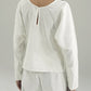 LINEN PLEATED BLOUSE WITH KNOT