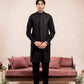 Black Cross Stitched Embroidered Waistcoat - Men