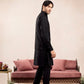 Black Cross Stitched Embroidered Waistcoat - Men