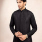 Black Cross Stitched Embroidered Waistcoat - Men