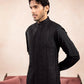 Black Cross Stitched Embroidered Waistcoat - Men
