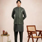 Olive Green Falling Embroidered Waistcoat - Men