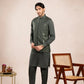 Olive Green Falling Embroidered Waistcoat - Men
