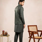 Olive Green Falling Embroidered Waistcoat - Men