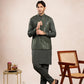 Olive Green Falling Embroidered Waistcoat - Men