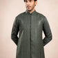 Olive Green Falling Embroidered Waistcoat - Men