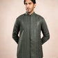 Olive Green Falling Embroidered Waistcoat - Men