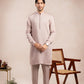 Pink Viscose Silk Kurta Trouser - Loop Buttons - Men