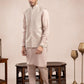 Coffee Beige Square Embroidered Waistcoat - Men