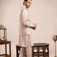 Coffee Beige Square Embroidered Waistcoat - Men