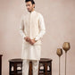 Bosky White Cross Stitched Embroidered Waistcoat - Men